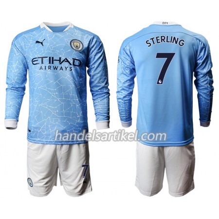 Manchester City Raheem Sterling 7 Kinder Heim Trikotsatz 2020/21 Langarm (+ Kurze Hosen)